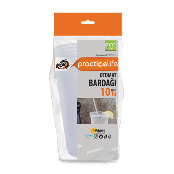 PRACTİCE LIFE SEFFAF BARDAK EKONOMİK 180 ML 10'LU OTOMAT