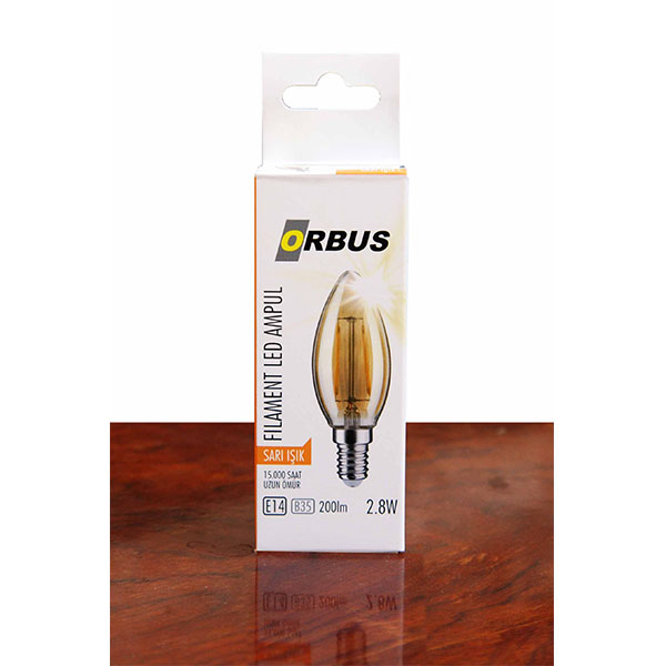 ORBUS LED FİLAMENT BULB C37 AMBER2.8W.E14 200LM-10